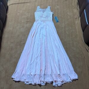 Formal Pink Embellished Ball Gown Dress Tulle Sleeveless Small S Prom Quince